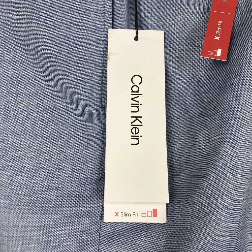 Calvin Klein Mens Slim fit Dress Pants 34W 34L‎ Light Blue Solid Stretch